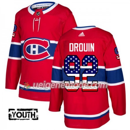 Kinder Eishockey Montreal Canadiens Trikot Jonathan Drouin 92 Adidas 2017-2018 Rot USA Flag Fashion Authentic